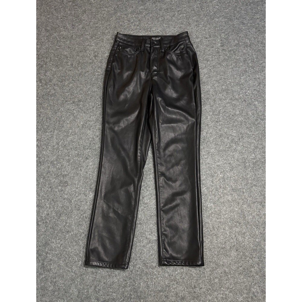 Judy Blue Pants Womens 3/26 Black Faux Leather High Rise Straight EUC